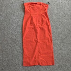 Forever 21 Strapless Bright Orange Midi Dress